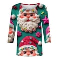 thumbnail image 5 of LEBONYARD Women's Trendy Crew Neck Christmas Printed 3/4 Sleeve Pullover Top Casual Loose Fit Round Neck Chic Christmas Printed Soft Smooth Ladies Top, 5 of 5