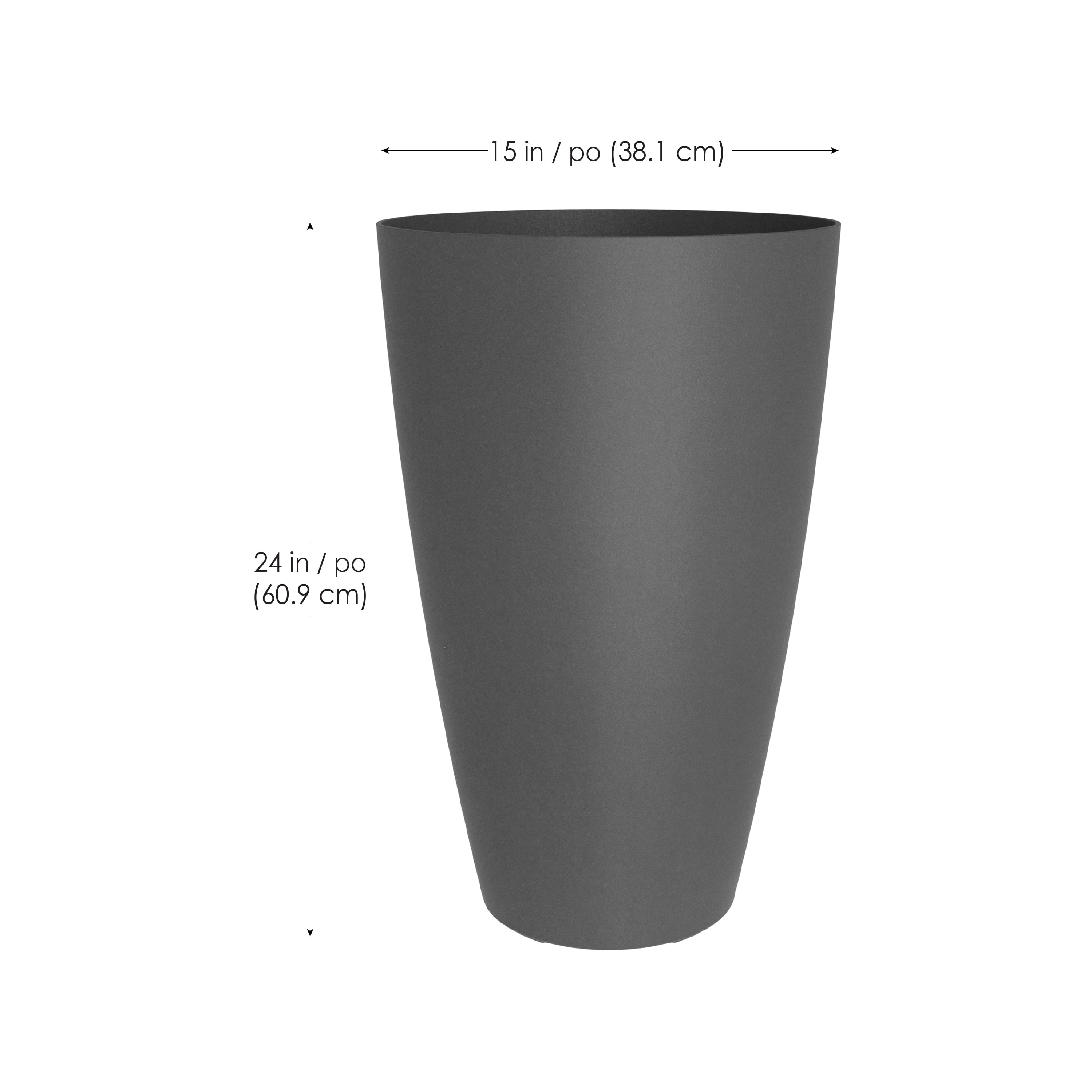 TierraVerde Madison Smooth Planter Charcoal 24"H