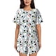 thumbnail image 1 of Fotbe Colorful Hat Snowman Conjunto de Pijama Estampado para Mujer, 2 Piezas, Ropa de Dormir con Camiseta de Manga Corta y Shorts Suaves-Small, 1 of 6