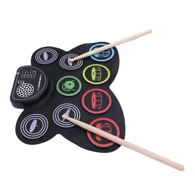 Electric Drum Practice Pad, Dual Stereo Speaker Electronic Drum Pad Set for Present