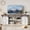 Natural wood color top panel + white main body + cross-shaped door frame, variant on 70" Farmhouse TV Stand for 75 Inch TVs, Modern Entertainment Center with Sliding Barn Doors, Modern Media TV Console Table, Wood Long TV Stand for Living Room
