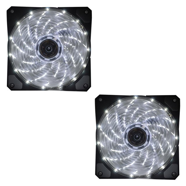 Seitruly Ventiladores con cubierta LED ultra silenciosos Moda Iluminar LED Refrigeración Anti- PC Computadora Disipador de calor Ventilador blanco 2Conjunto