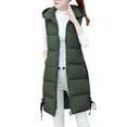 thumbnail image 2 of Niaviben Long Puffer Vest Women Hooded Vest Warm Vest for Women Womens Jackets Dressy Casual Women Vests Denim Vest Plus Size Winter Coats for Women Green XL, 2 of 5