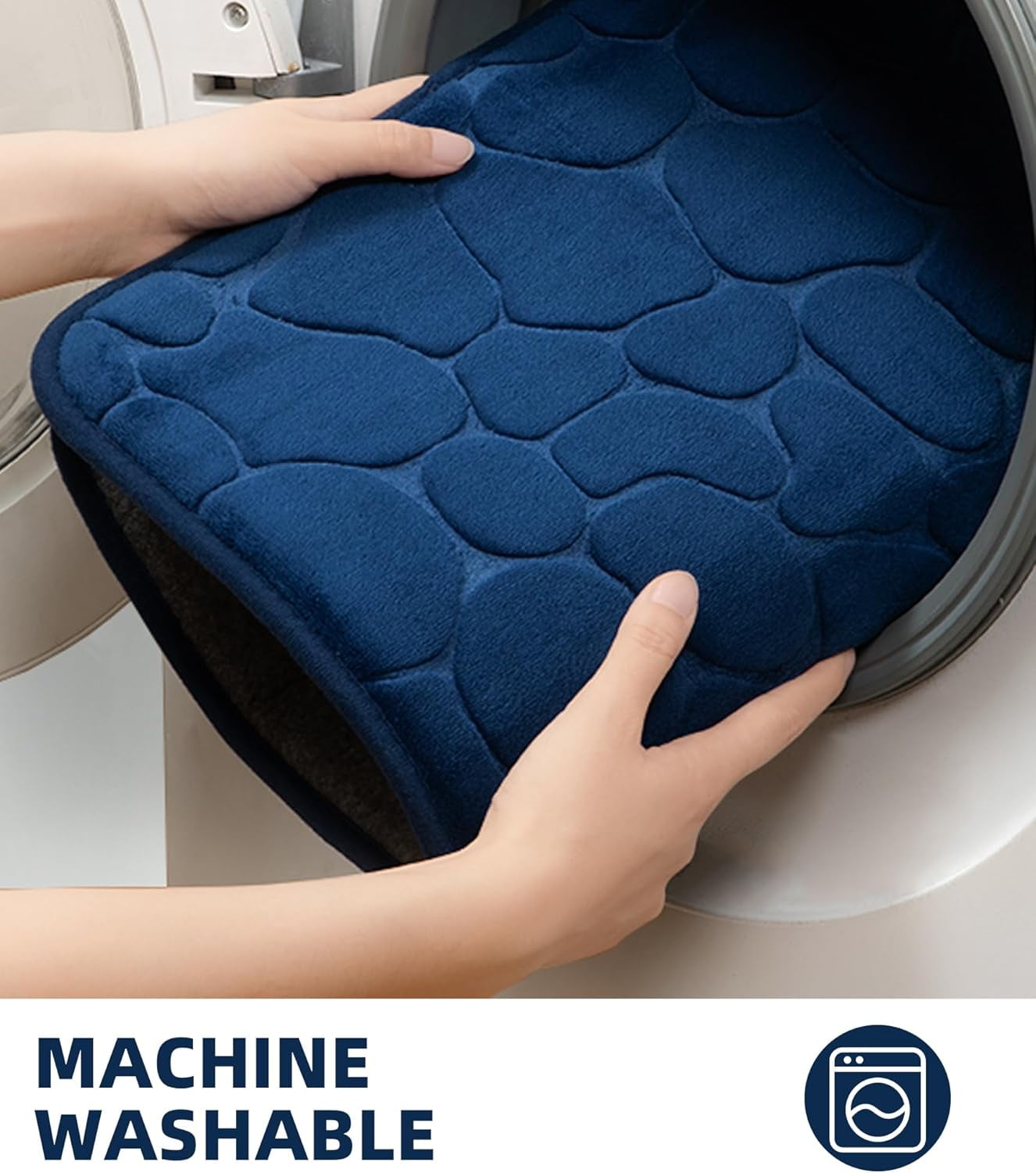 Memory Foam Bath Mat – Super Soft Absorbent Bathroom Rug, Non-Slip Quick Dry Floor Mat, Cobblestone Design, Washable Bath Mat for Bathroom, Bedroom, Toilet
