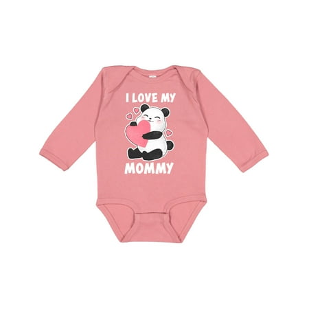 

Inktastic I Love My Mommy with Panda Illustration Gift Baby Boy or Baby Girl Long Sleeve Bodysuit