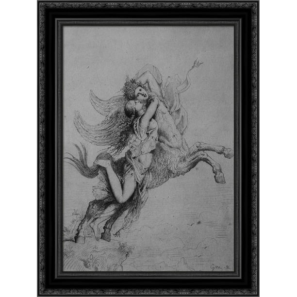 The Chimera 20x24 Black Ornate Wood Framed Canvas Art by Moreau, Gustave