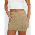 thumbnail image 6 of Women Denim Cargo Skirt Mini Low Waist Button Bodycon Flap Pockets Skirts, 6 of 6