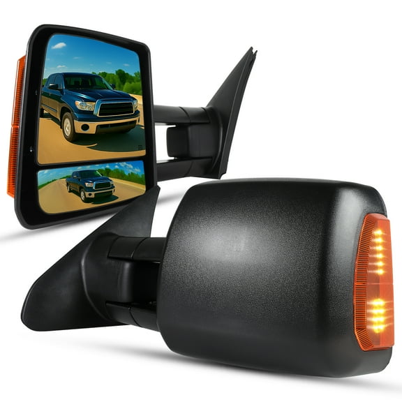 Spec-D Tuning Power Heated Towing Mirrors w/ Amber Signal Compatible with 2007-2021 Toyota Tundra, 2008-2017 Toyota Sequoia Left Right Pair