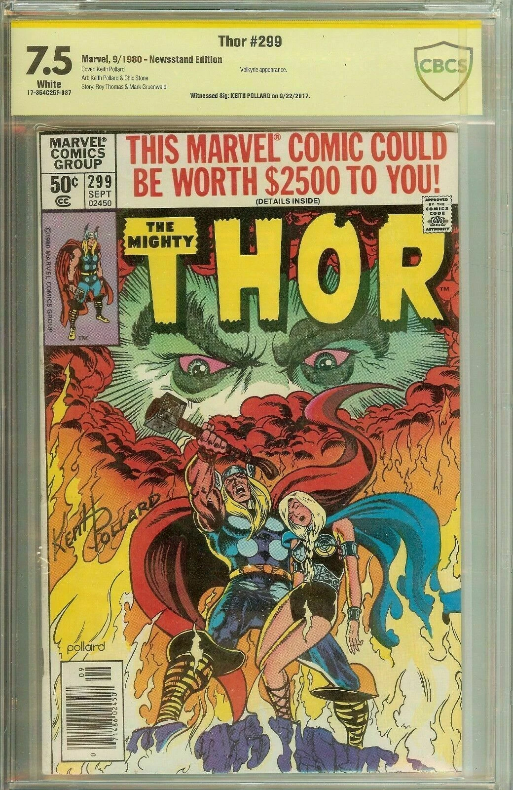 The Mighty Thor #299 Signed Artist Keith Pollard CBCS 7.5