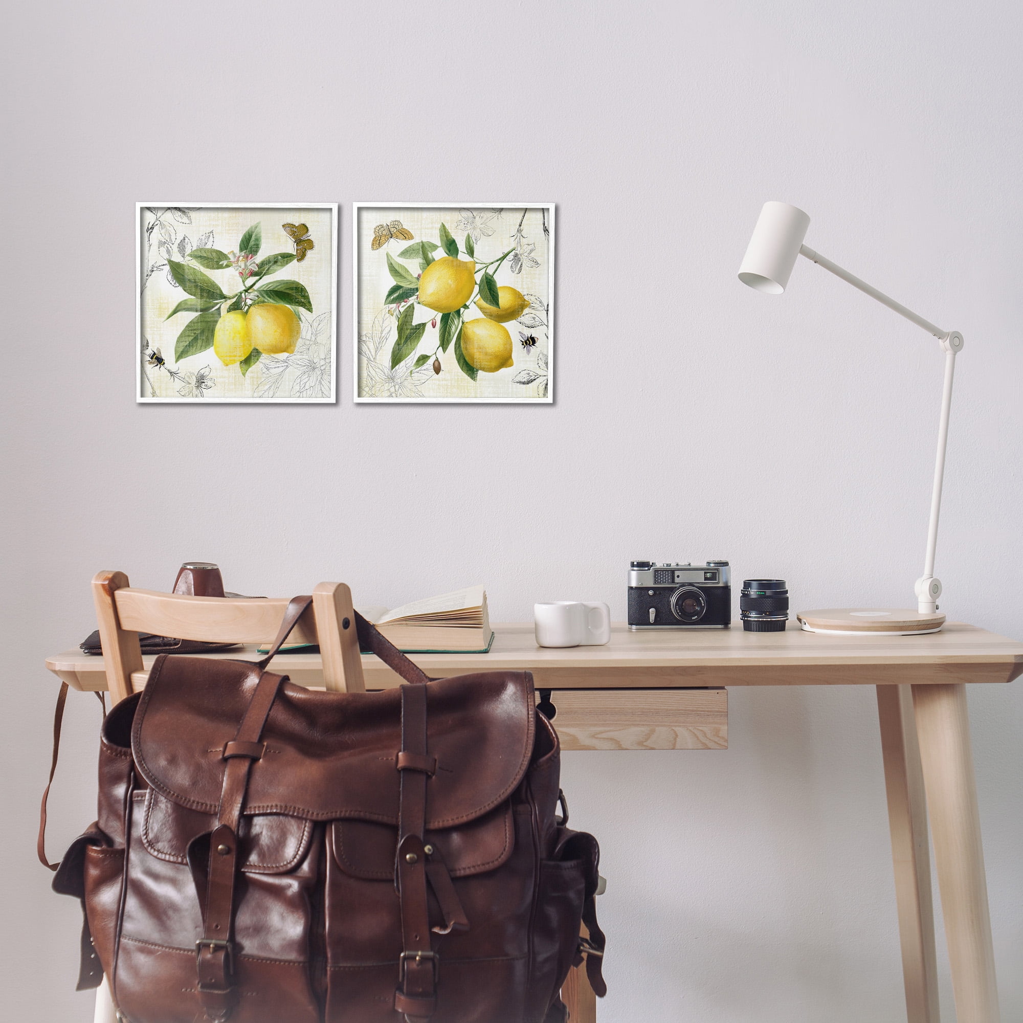 Stupell Industries Distressed Country Lemons Food & Beverage Painting White Framed Art Print Wall Art, 12 x 12, Set of 2