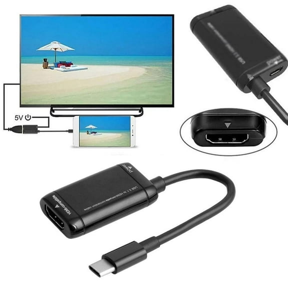 QHUDLV USB‑C to HDMI Video Cable Adapter,Type‑C MHL Converter,For Phone & Tablet