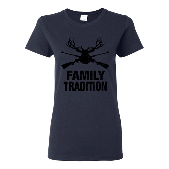 Wild Bobby, Family Tradition Buck Hunting, Hunting, Women Graphic Tee, Navy, Medium
