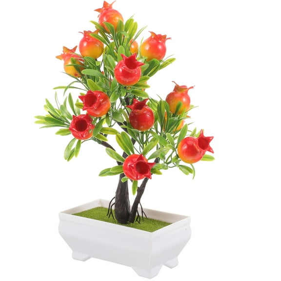 unbranded Lifelike Potted Artificial Pomegranate Tree Tabletop Simulation Fruit Tree Plant Decor Desktop Fake Tree