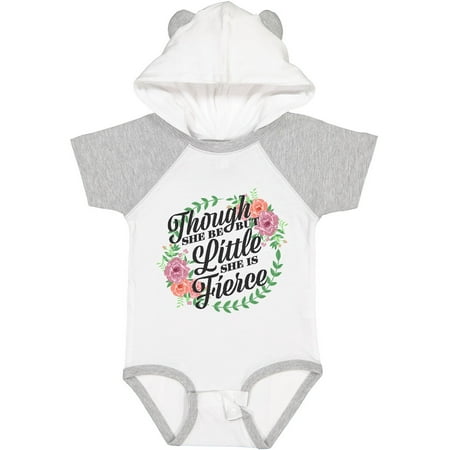 

Inktastic Though She Be but Little She is Fierce with Flower Circle Illustration Gift Baby Girl Bodysuit