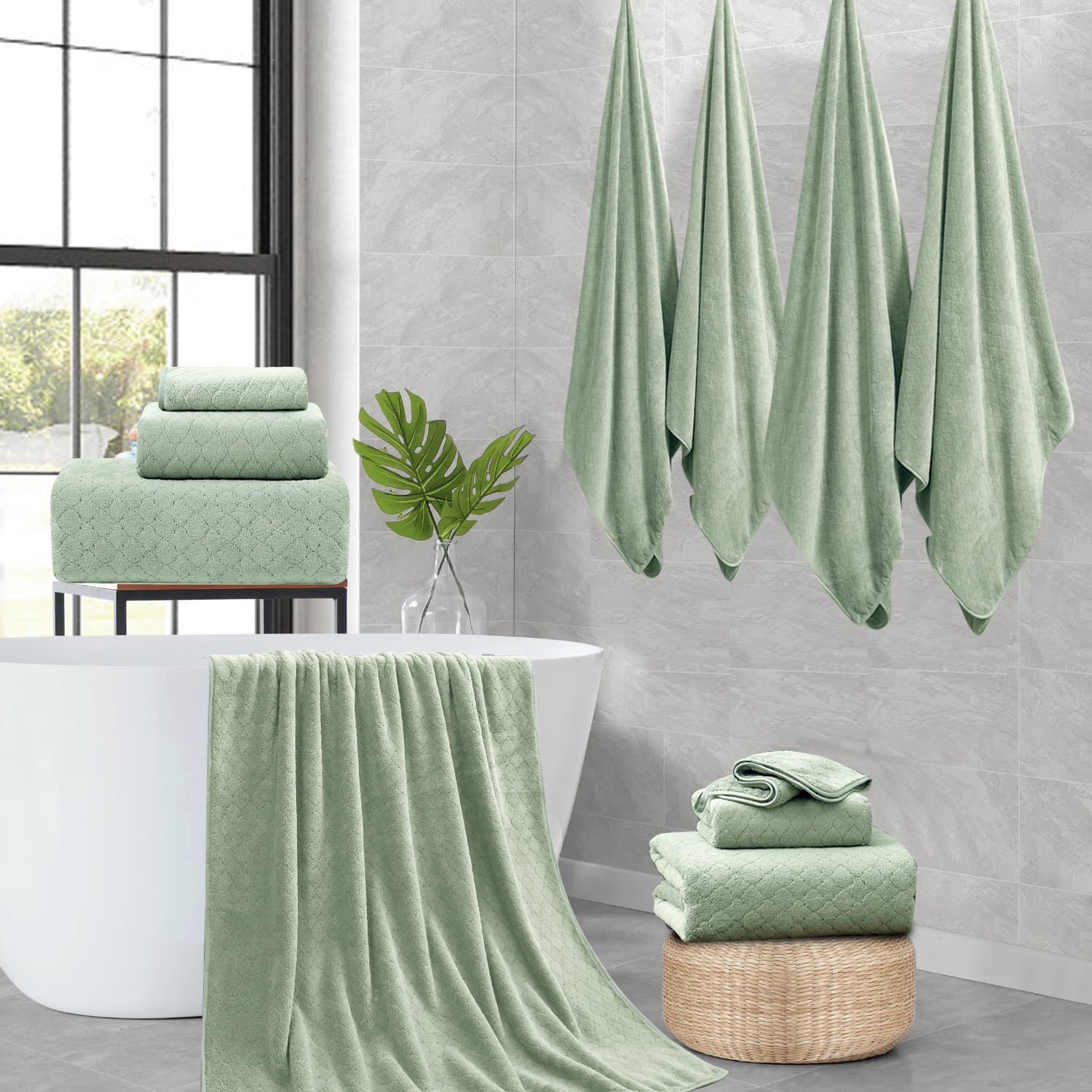 COVINA Home 4-Pack Bath Towel Set Microfiber Bathroom Towel Set Ultra Soft Plush Oversized Towels Adult Luxury Bath Sheet
