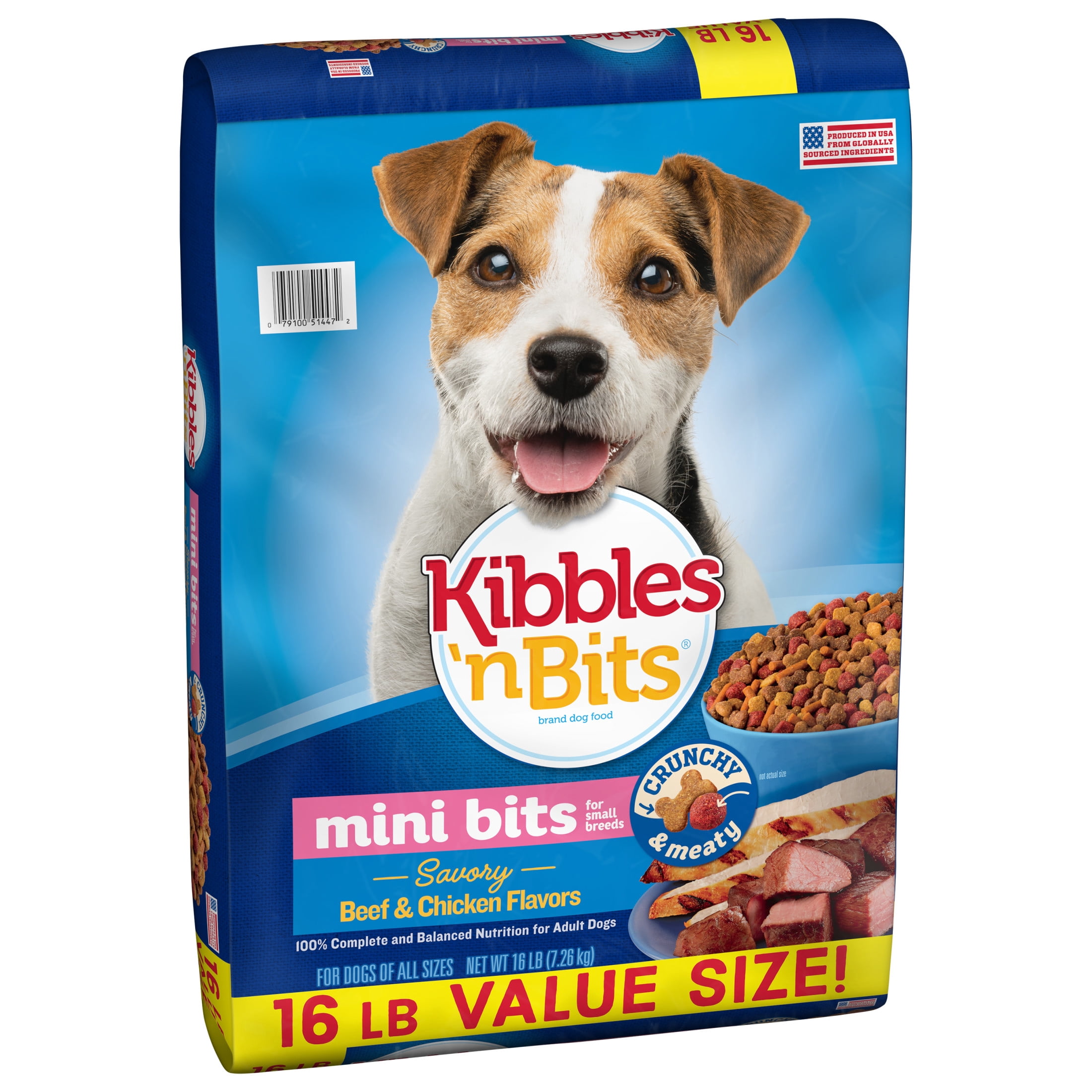 Kibbles ‘n Bits Mini Bits Small Breed Dry Dog Food Savory Beef & Chicken Flavors, (1) 16 lb. Bag
