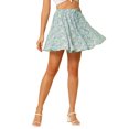 thumbnail image 5 of MODA NOVA Junior's Ruffle Summer Floral Printed Pleated Skirts, 5 of 6