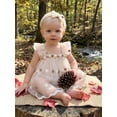 thumbnail image 4 of Newborn Baby Girl Summer Princess Romper Dress Decorative Plush Ball Jumpsuit Tutu Tulle Dress and Bow Headband First Birthday Outfit, 4 of 10