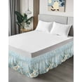thumbnail image 4 of Ocean Starfish Anchor Bed Skirt Queen Size 18" Drop Coral Flower Blue Theme Retro Ruffled Wrap Around Bed Skirts Adjustable Elastic Bedskirt Dust Ruffle for Queen Size Bed, 4 of 7