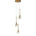thumbnail image 2 of 3-Light Modern Teardrop Seeded Glass Cluster Integrated LED Round Ceiling Pendant Light In Antique Gold, 2 of 6