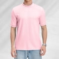 thumbnail image 2 of Gbsyewxs Mens Shirts Crew Neck Short Sleeve Solid Color Knit Breathable Summer Shirts For Men Pink, 2 of 9