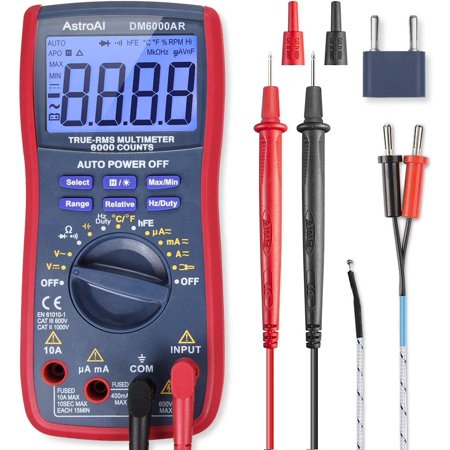 AstroAI Digital Multimeter, TRMS 6000 Counts Volt Meter Manual and Auto Ranging; Measures