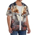 thumbnail image 2 of Gukieu Romantic Flower Fox Print Men's Short-sleeved Shirts, Button-down Pocket Shirts, T-shirts, Beach Vacation Travel Summer Clothing-Large, 2 of 5
