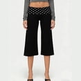 thumbnail image 6 of Clossjun Flowy Capri Pants Gaucho Pants for Women Fold Over Wide Leg Low Rise Yoga Capris Foldover Cropped Leggings Summer, 6 of 6