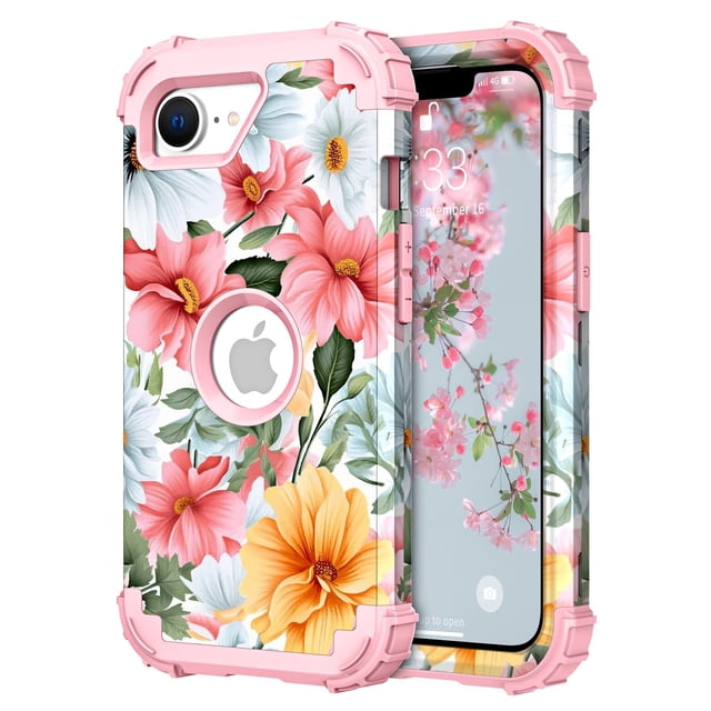 Funda de teléfono PIXIU compatible con iPhone 16e de 6,1 pulgadas, color rosa