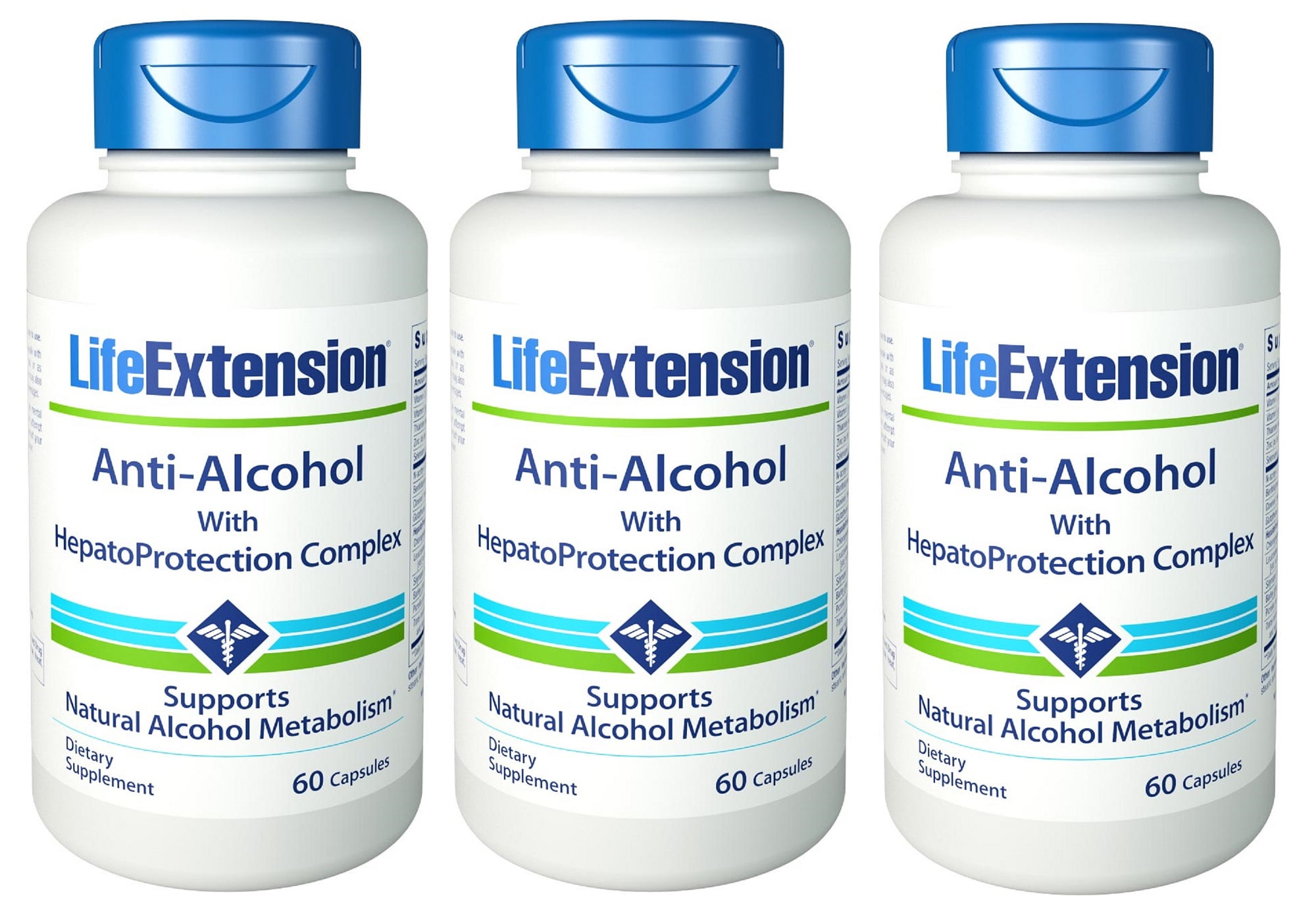 Life Extension AntiAlcohol W/HepatoProtection Complex 60 Caps (Pack of 3)
