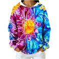 thumbnail image 3 of Tqcoqu Women's Tie Dye Waffle Knit Hoodie,Drawstring Hood Long Sleeve Casual Pullover Plus Size Sweatshirt with Kangaroo Pocket, 3 of 8