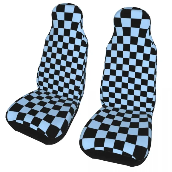 Orange And Black Checkered Pattern Car Seat Cover Plaid Seat Covers for Cars Trucks SUV Auto Protector Accessories 2PC