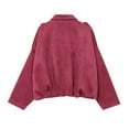 thumbnail image 3 of Women's Stylish Oversized Suede Effect Jacket with Shoulder Collared Neck Zip Up Coat Hot Pink Women Blending Shirts Women's Long Sleeve T-Shirt(M), 3 of 7