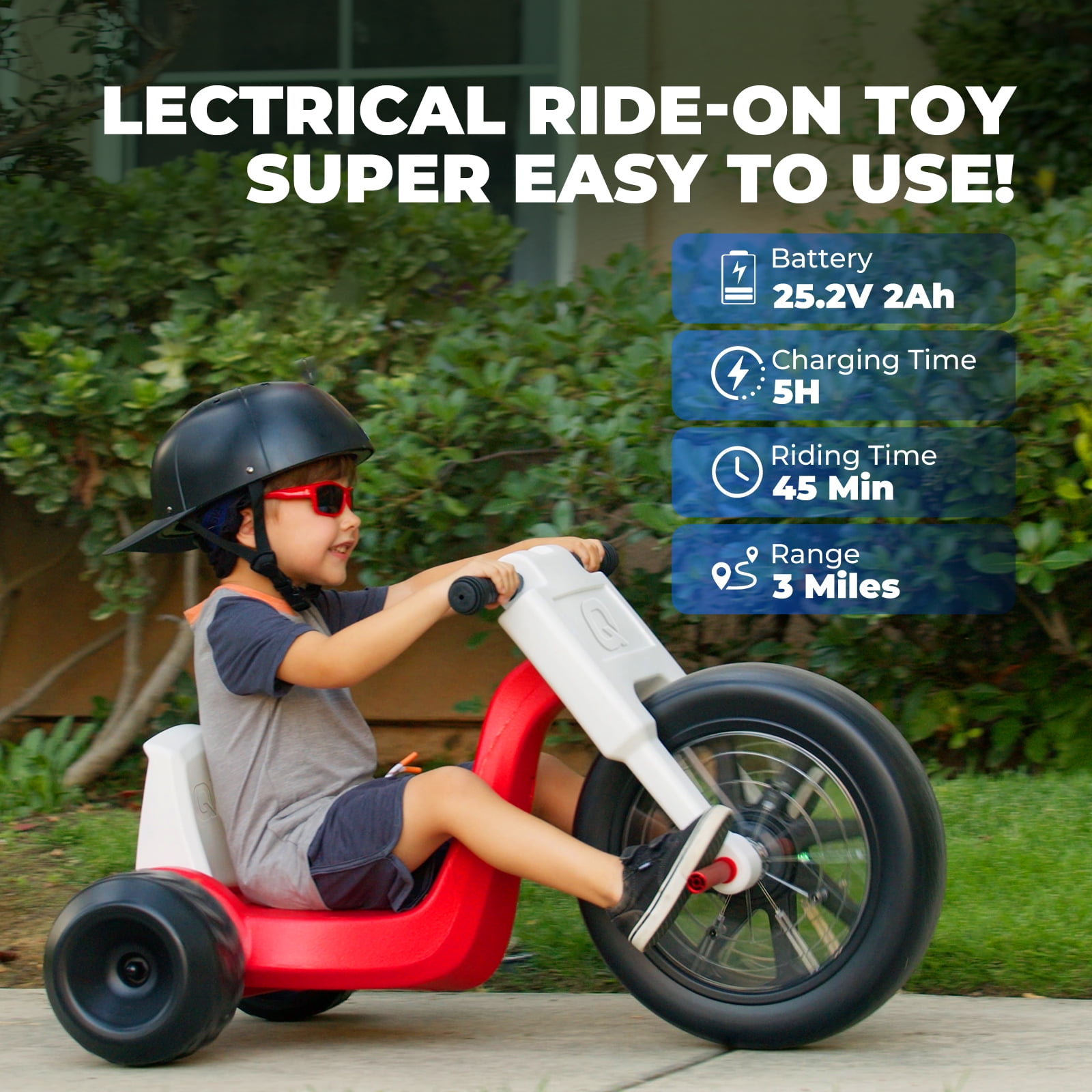 QEASET 24V Electric Big Wheel Tricycle