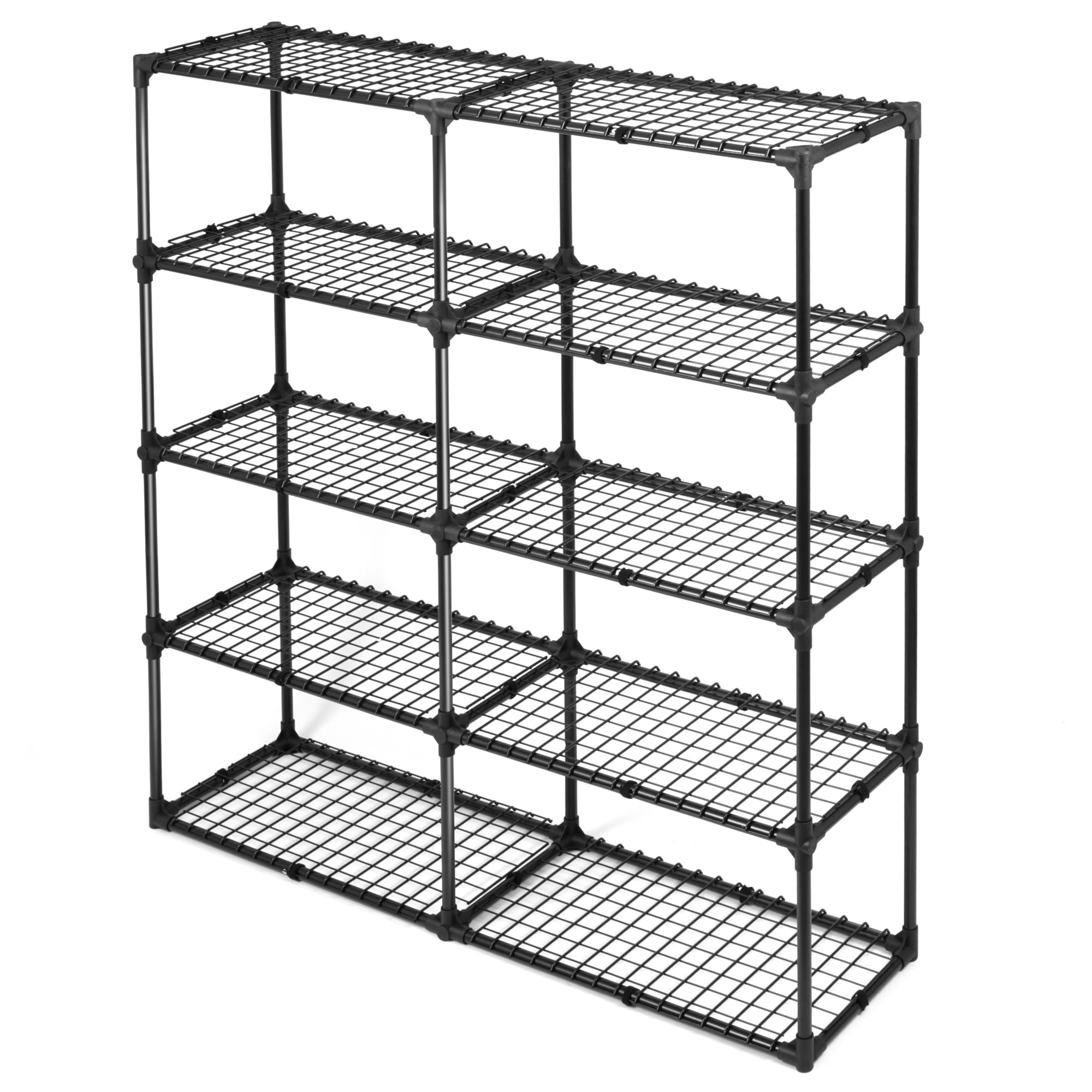Leumius 5 Shelf Wire Shelving,Metal Storage Shelving Unit for 1100 lbs Capacity Black,2Pcs