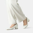 Women Slip On Pumps Shoes Square Toe Low Chunky Heel Work Office Dress