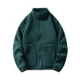 thumbnail image 3 of CHEEREAM Men's Heavyweight Sherpa Lined Fleece Hoodie Jacket Sherpa Lined Thick Warm Thermal Coat with Pockets Green L, 3 of 5