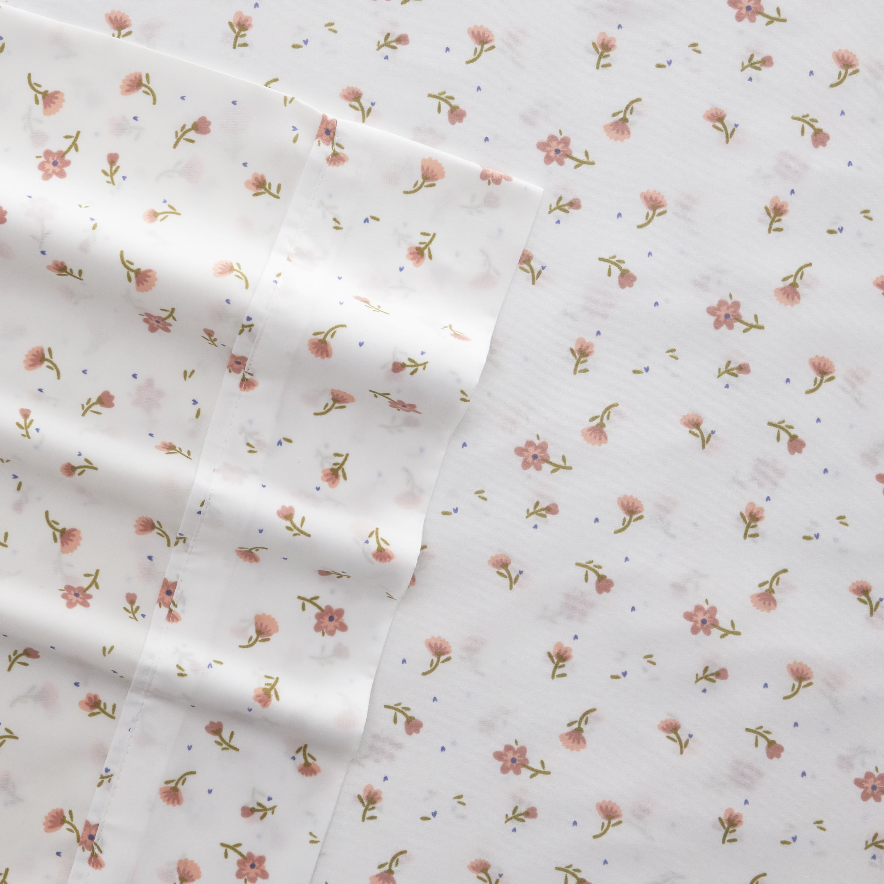 Noble Linens 4 Piece Pattern Microfiber Bed Sheets Set, Pink Floral, Twin