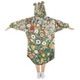 thumbnail image 2 of FORMRS Wearable Blanket Hoodie with Sleeves for Kids Cozy Flannel Sweatshirt, Beige Floral Garden, 2 of 7