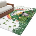 thumbnail image 2 of Area Rug 48×72in, St. Patrick's Day Green Dwarf Four Leaf Floor Carpet Living Room Rug, Watercolor Rainbow Non-Slip Welcome Mat Indoor Rugs for Bedroom Dining Room, 2 of 9