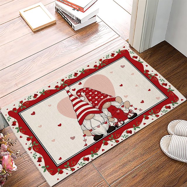 Puntoco Valentine'S Day Mat Porch Door Mat Love Romantic Holiday Decoration Mat
