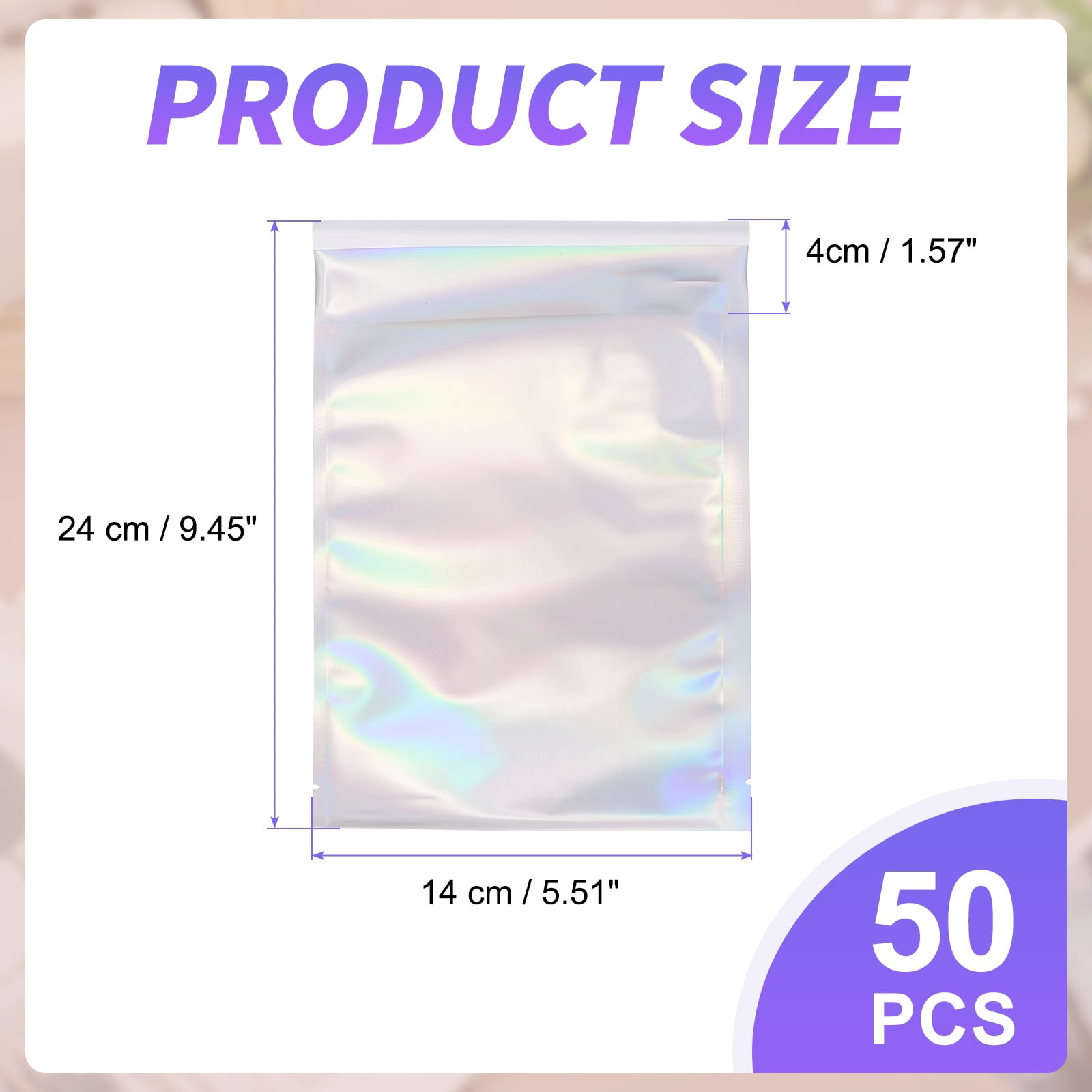 Uxcell Holographic Bags (9" x 6", Silver) (50Pcs) Holographic Metallic Poly Mailers Self Sealing Flat Foil Envelope Mailing Packaging Bags, Suit for - Jewelry/Sample/Shipping/Package