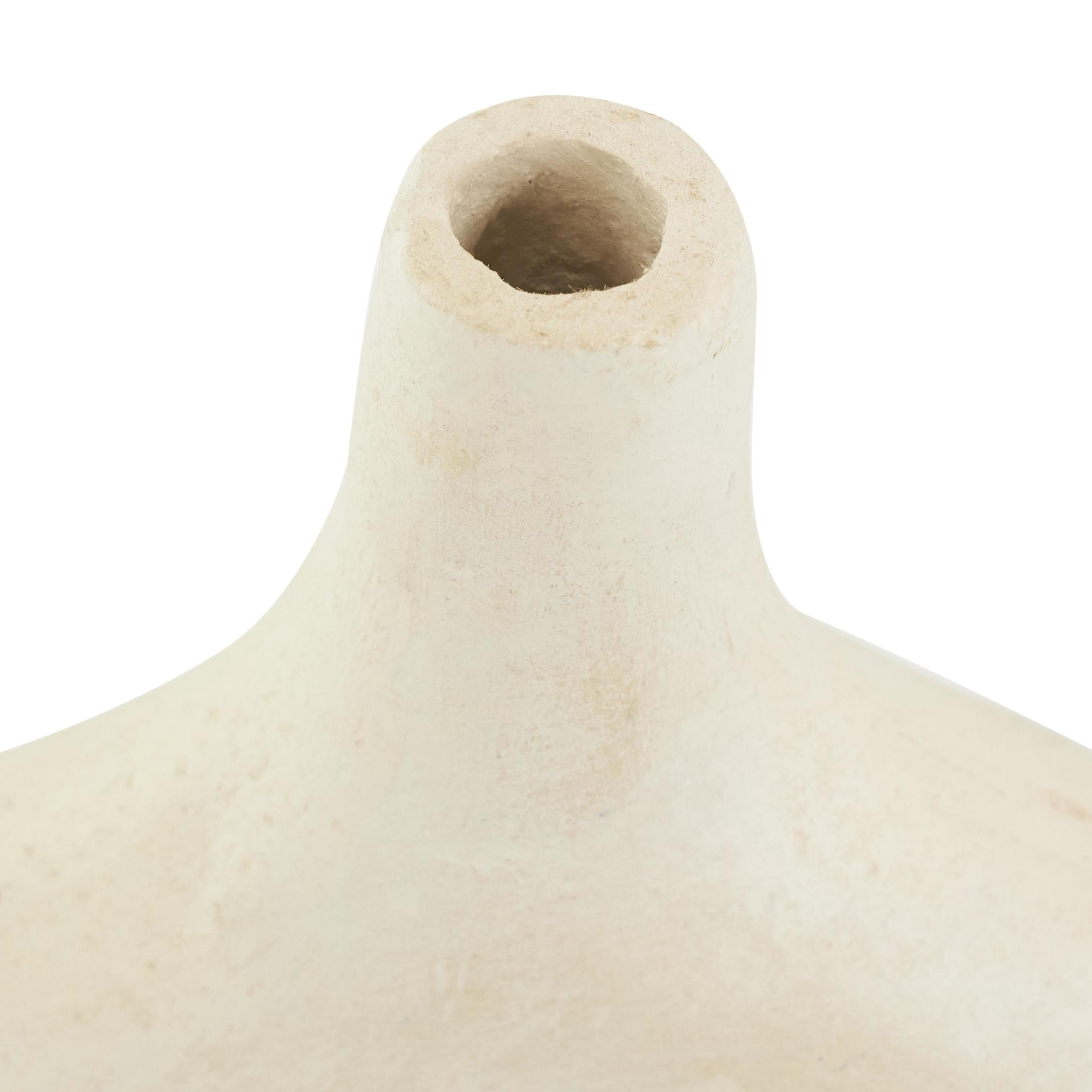 DecMode 17" Abstract Double Handle Beige Paper Mache Vase
