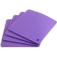 thumbnail image 1 of Alfombrilla de silicona para ollas calientes para encimera, manteles individuales de mesa resistentes al calor, tamaño: 7,5 x 7,9 pulgadas, cuadrado, 4 unidades, color morado Sailing Electrónica, 1 of 2