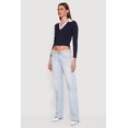 thumbnail image 3 of Women's Contrast Trim Ribbed Knit Cropped Polo Shirt, 3 of 4