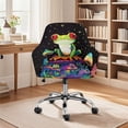 thumbnail image 2 of Whosucclay Frog Mushroom Daisy Star Print Swivel Armrest Curved Back Cover, Washable Home Office Desk Chair Covers, Dustproof Stretch Wingback Dining Chair Cover Protector, for Vanity Living Room, 2 of 7