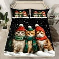 thumbnail image 2 of jejeloiu Cartoon Pet Kitten Full Size Sheets,Kawaii Xmas Cat Bed Sheets,Merry Christmas Sheet Sets For Girl Boys,Ultra Soft Room Decor,4 Pieces, 2 of 7