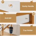 thumbnail image 4 of 32" Small PC Desk with PU Leather Stool, Vanity Dressing Table with 3 Open Shelves and Drawers, Work Writing Desks for Corner Bedroom Home Office, White/Gold, 4 of 5