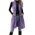 thumbnail image 3 of Women Long Vest Sleeveless Jackets Outerwear Solid Color Lightweight Casual Winter Corduroy Jacket Vest with Pockets for Business Work Women Clothing, 3 of 10