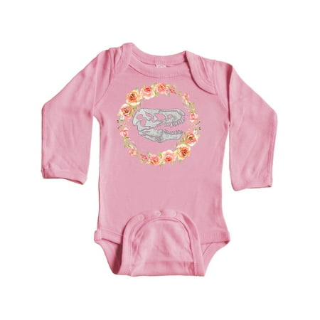 

Inktastic Tyrannosaurus Rex Skull with Colorful Flowers Gift Baby Boy or Baby Girl Long Sleeve Bodysuit